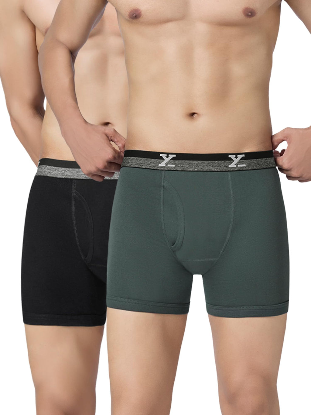 XYXX Mens Nova Cotton Boxer Brief for Men Pack of 2 |Regular Fit with intellifresh No-Marks Waistband | Solid Underwear for Men