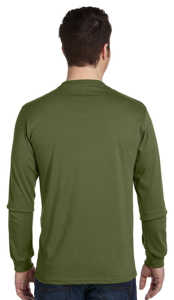 Mens 55 oz 100% Organic cotton classic Long-Sleeve T-Shirt - BLAcK - S(D0102H7Zg48)