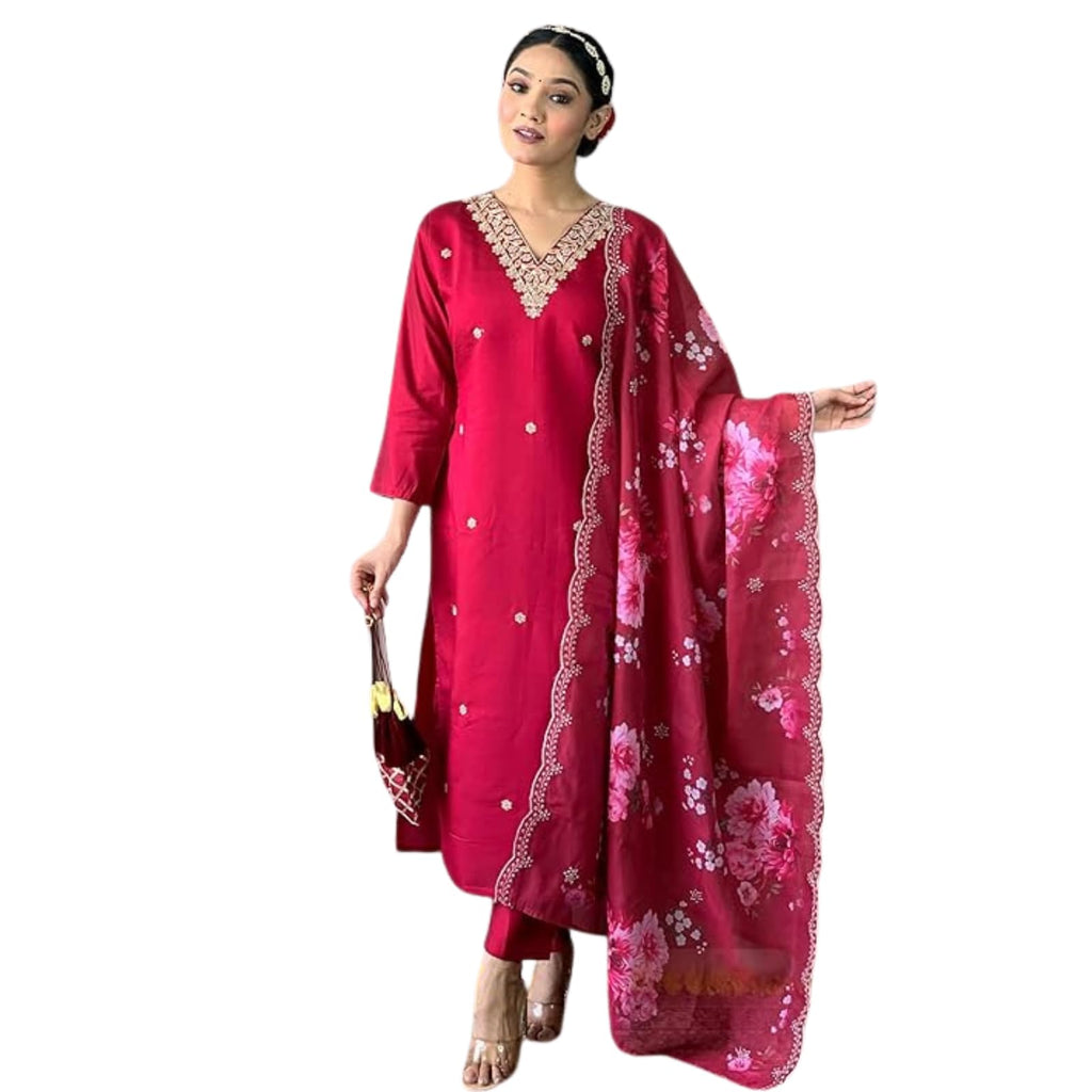 Suppar Sleave Elegant Embroidered Salwar Suit For Women Designed For Parties With Modern And Traditional Ethnic Wear Styling In 