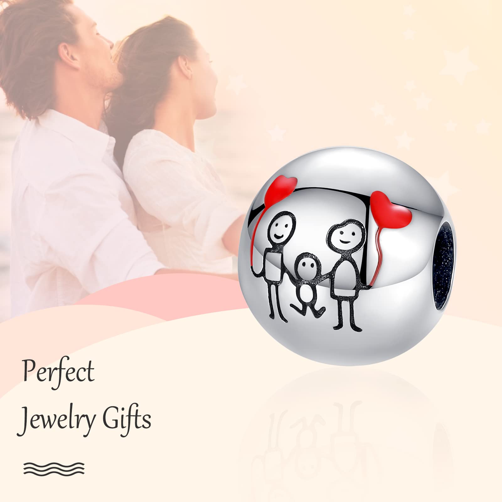 Annmors Jewelry I Love My Family Charm- 925 Sterling Silver Bead Forever Family Charms fit Women Bracelet & Necklace DIY Gifts C