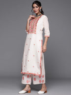 Libas Womens Yoke Design Cotton Straight Kurta With Palazzos And Dupatta