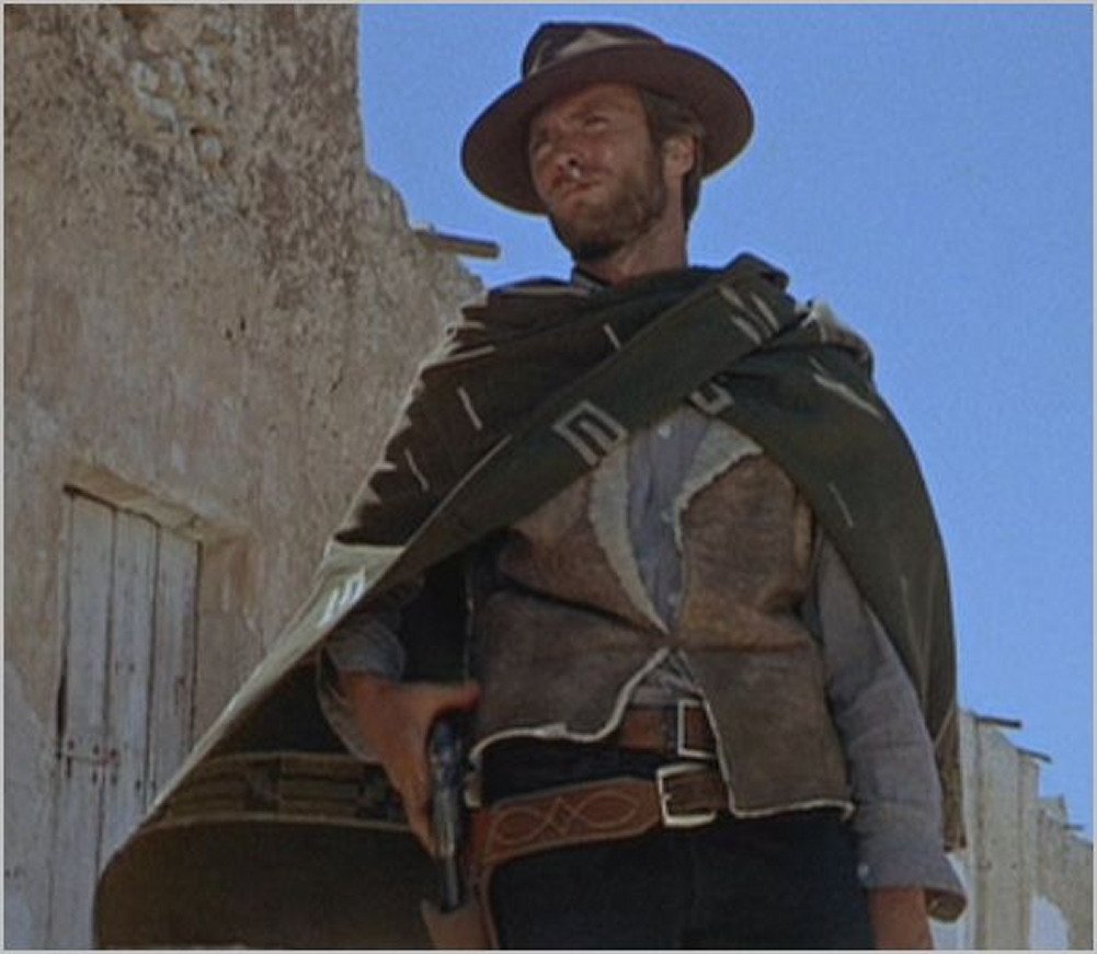 Sharpshooter Clint Eastwood Spaghetti Western Original Pattern 100% Wool Poncho w Leather Hat