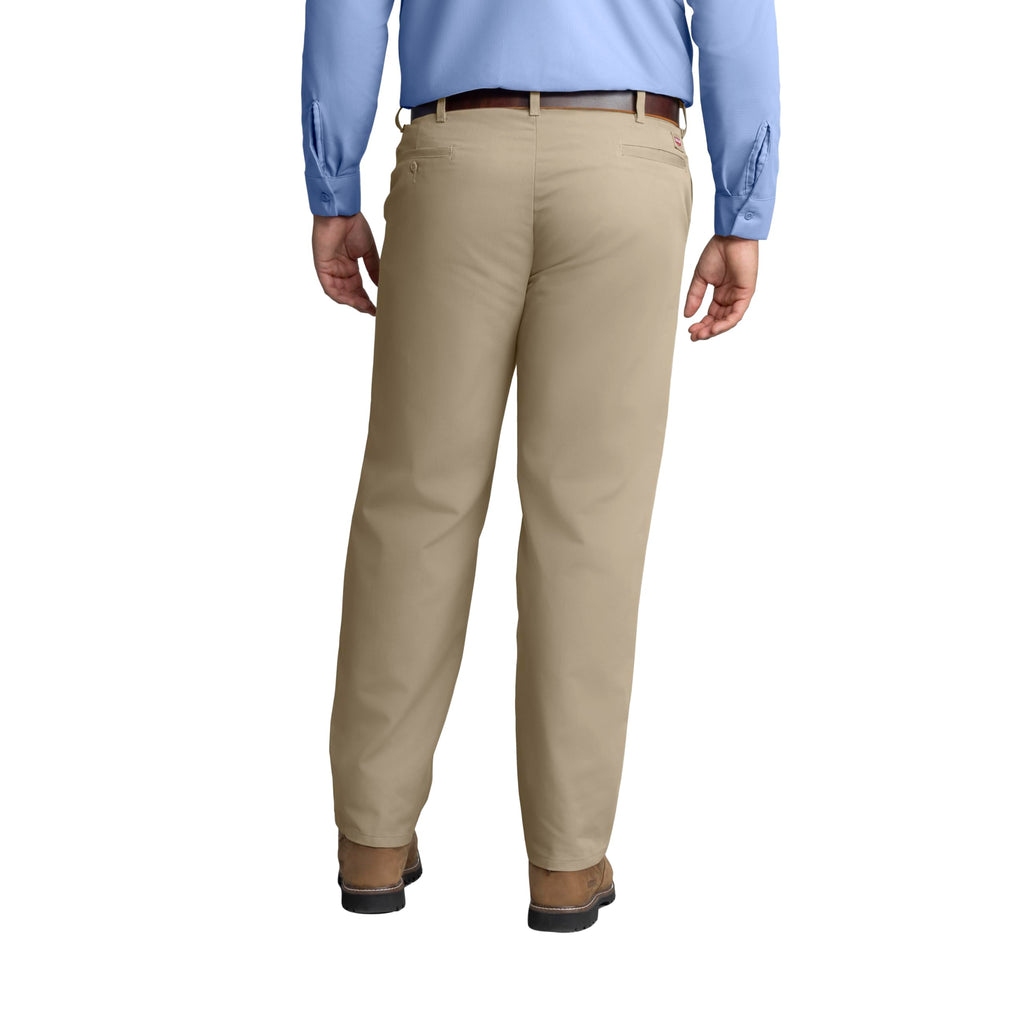 Red Kap Mens Stain Resistant, Flat Front Work Pants, Khaki, 28W x 32L