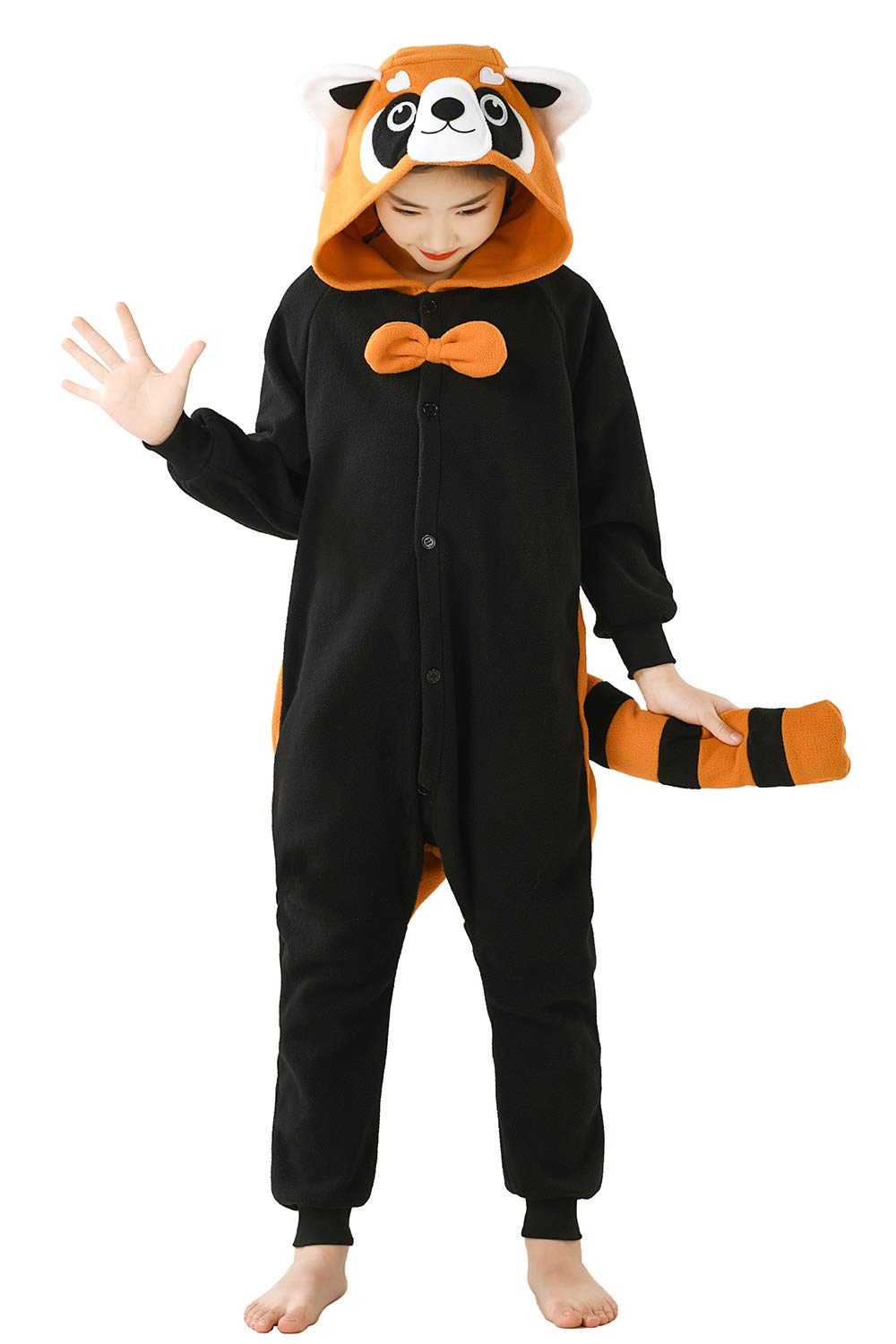 CANASOUR Red Panda Onesie Halloween Kids Cosplay Costume Girls Animal Unisex Outfuit One Piece Hooded Soft Pajamas Party 6-8 Yea