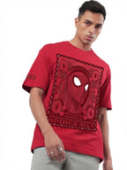 Bewakoof Official Marvel Merchandise Peter Parker Mens Graphic Printed Oversized Fit Half Sleeve Round Neck Cotton T-Shirt_6609