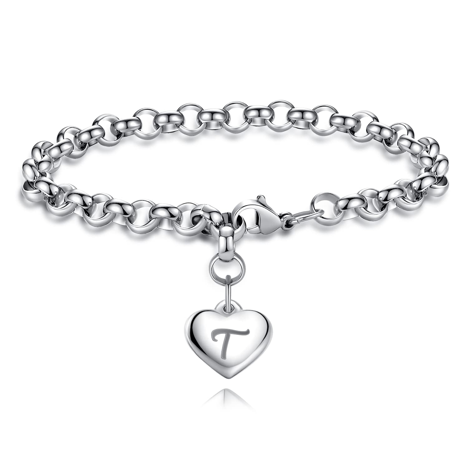 TONY & SANDY Initial Bracelet Gifts for Teen Girls Stocking Stuffers Christmas Birthday Year Old Girls Jewelry Stainless Steel W
