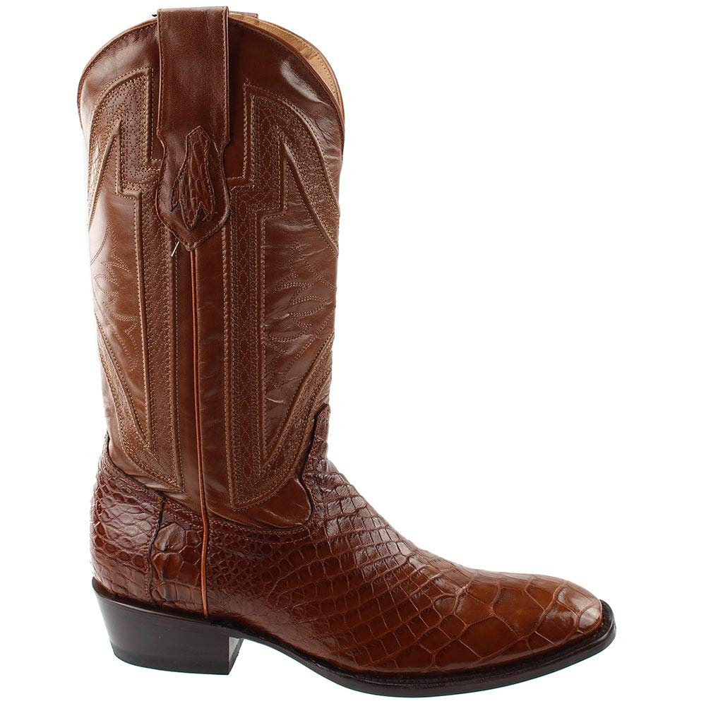 Ferrini 1077102130D 13 D Mens Belly Alligator D Toe Boots - Cognac