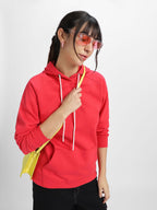 Juneberry Cotton Poly Fleece Regular Fit Pink, Purple, Green & Orange Solid Full Sleeve Hoodie For Women & Girls (Available In S