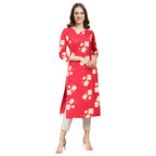 Pinkmint Womens Crepe Red Color Floral Printed Straight Kurti(MB-530380-XXL)