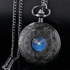 Tiong Roman Numerals Scale Pocket Watch Blue Starry Night Moon Dial Men Pocket Watch with Chain Christmas Graduation Birthday Gi