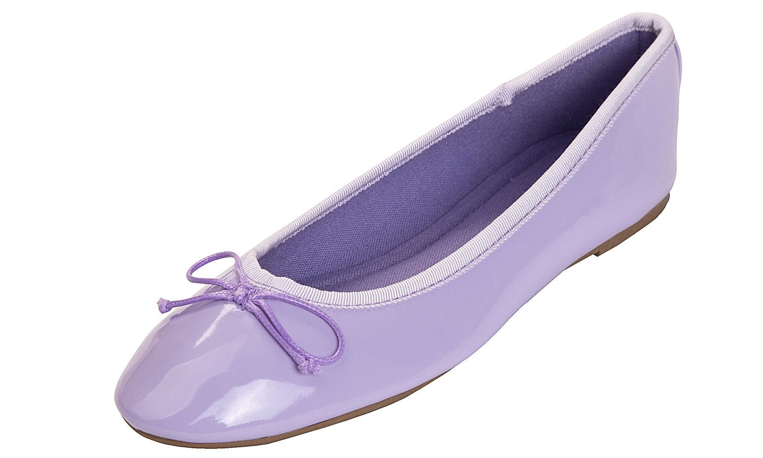 FEVERSOLE Women's Macaroon Colorful Memory Foam Cushion Insock Patent Ballet Flat Lilac Purple Size 6.5 M US