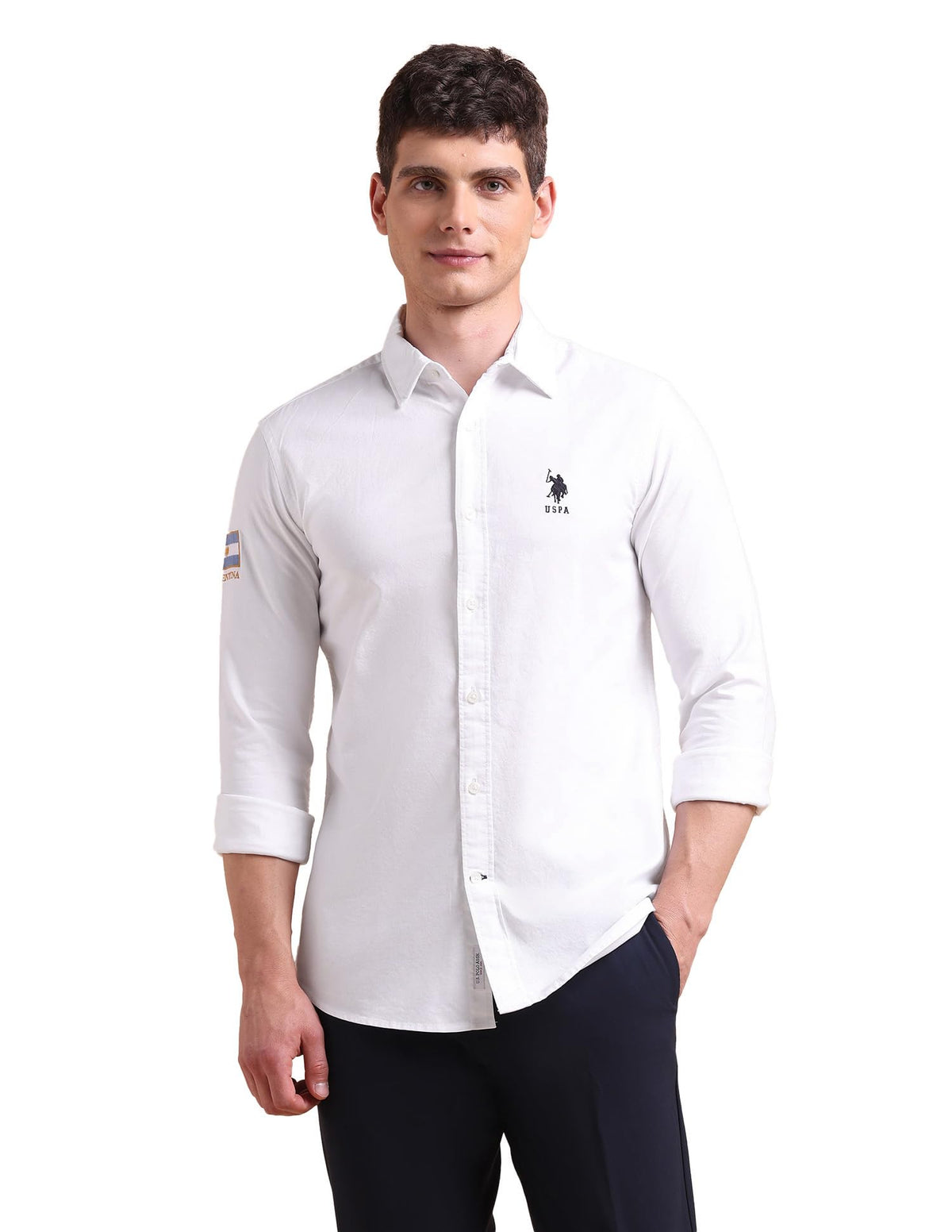 U.S.Polo Association MenS Pure Cotton Tailored Fit Oxford Shirt White 48