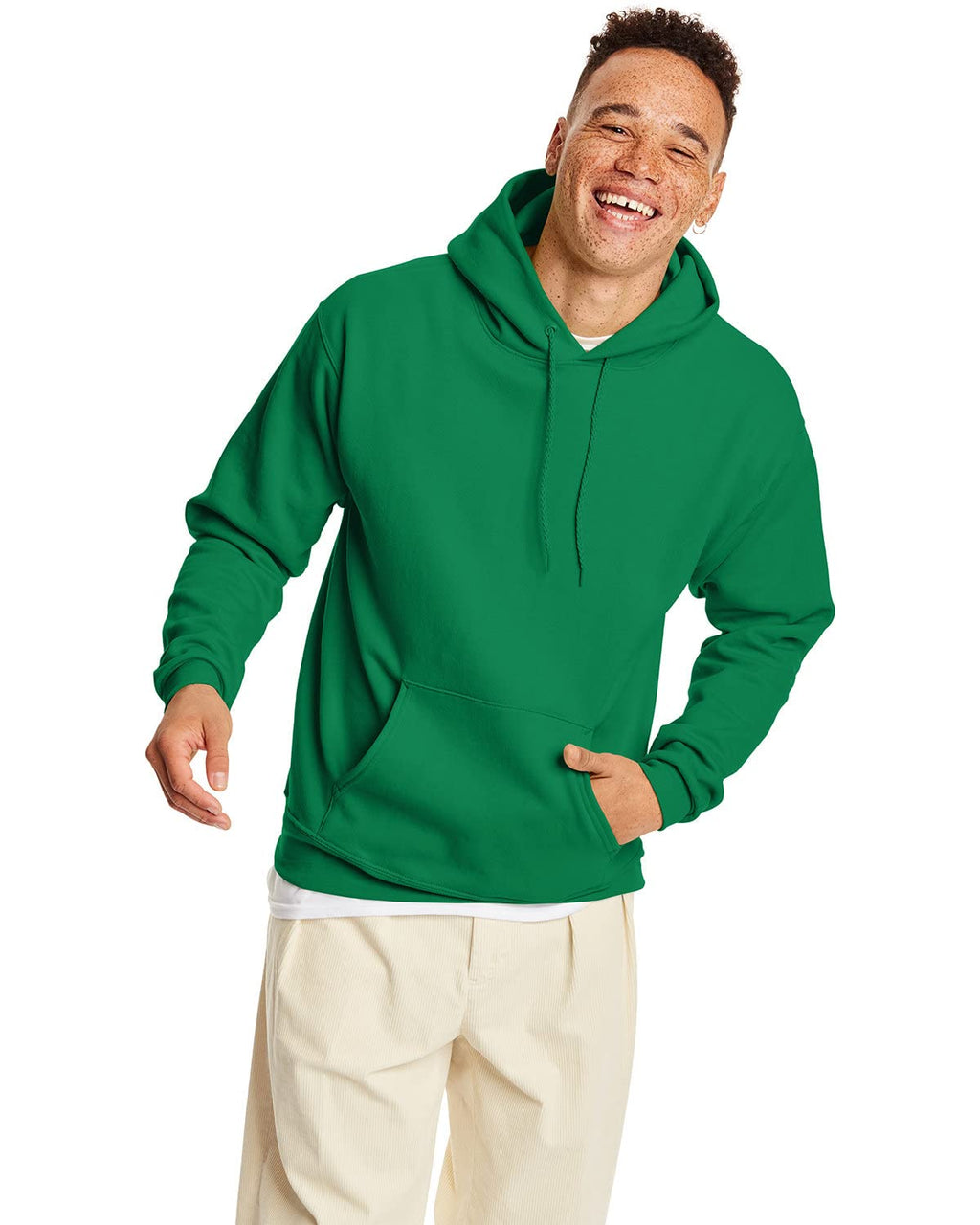 Hanes Men's Pullover EcoSmart Hooded Sweatshirt, kelly green, X Large