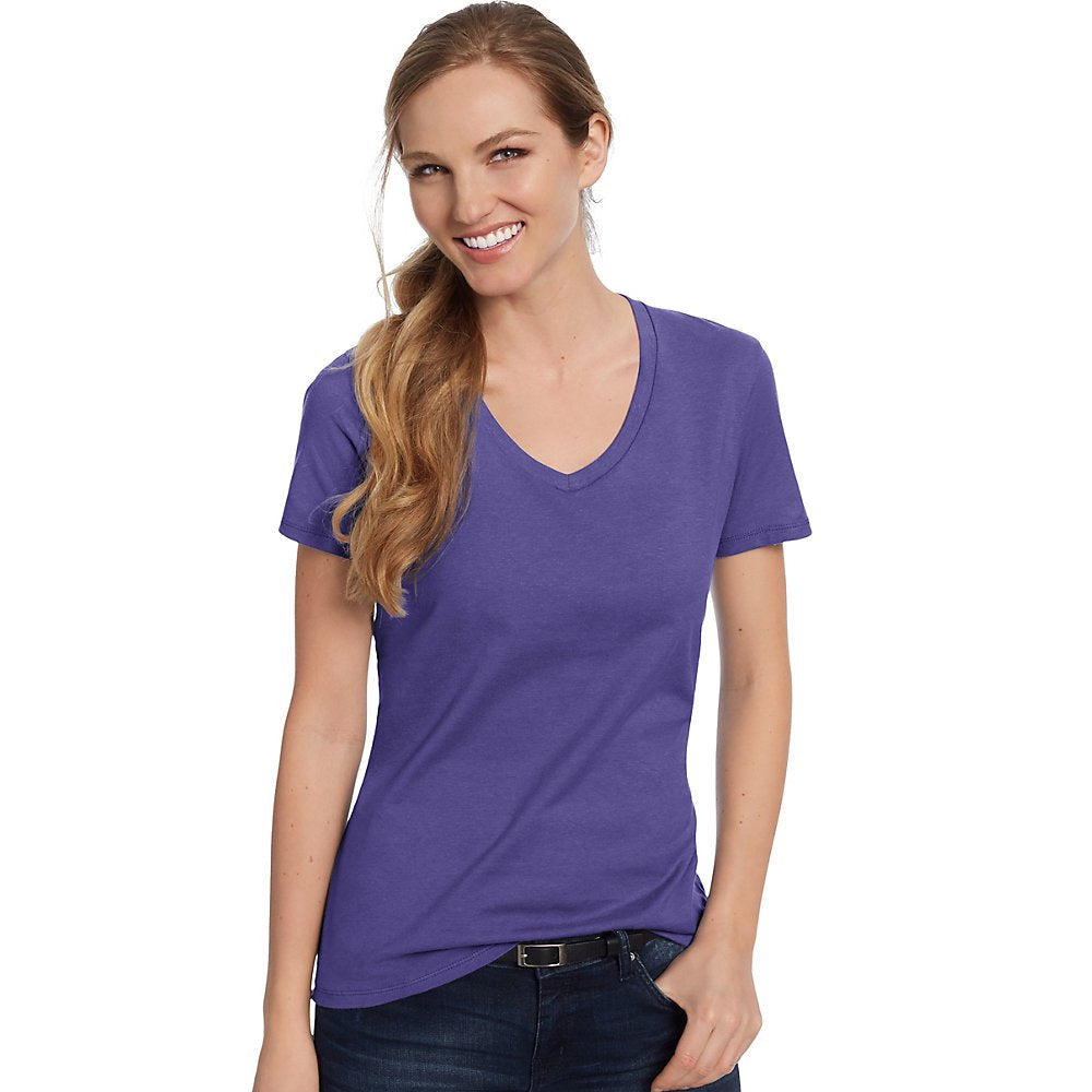 Ladies Perfect-T V-Neck T-Shirt - MAROON - 3XL(D0102H7YWc8)