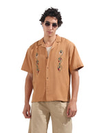 The Indian Garage Co Mens Relaxed Fit Solid Cuban Collar Half Sleeves Resort Sweater
