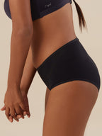 Nykd (Nyp036 All Black Cotton Full Brief Panty Set For Women (Pack Of 3) | High Waist Full Coverage Underwear With Anti Odour Te