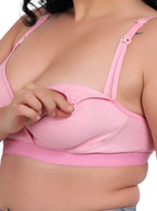 Fabme WomenS Cotton Wire Free Casual Nursing Bra (Pack Of 2) (Po2-Br_243_Skin, Pink