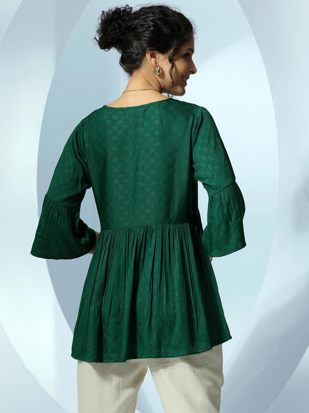 Libas WomenS Viscose Rayon Woven Design A-Line Kurti (26732 Green