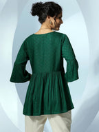 Libas WomenS Viscose Rayon Woven Design A-Line Kurti (26732 Green