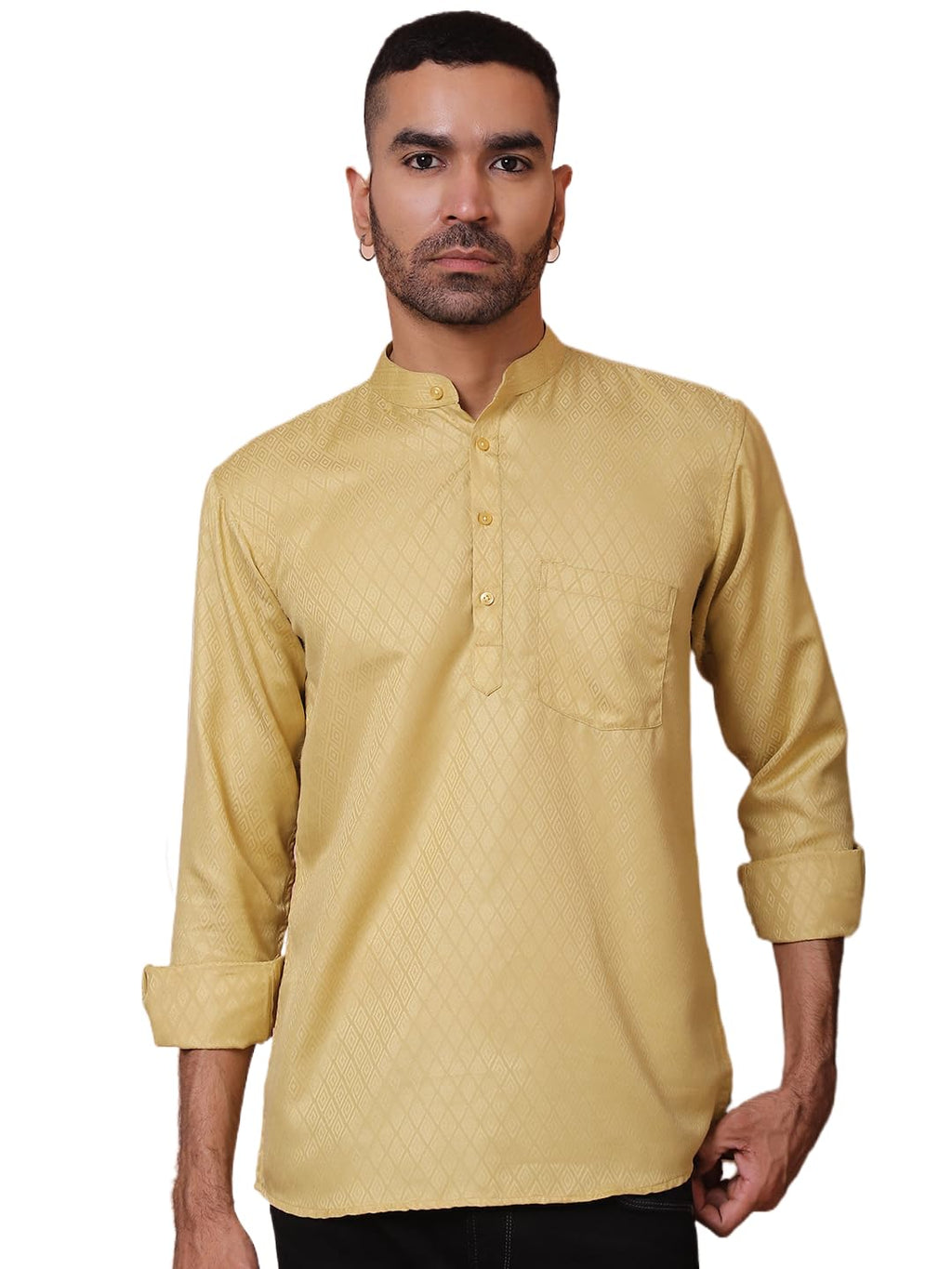 Jompers Mens Woven Design Short Kurta