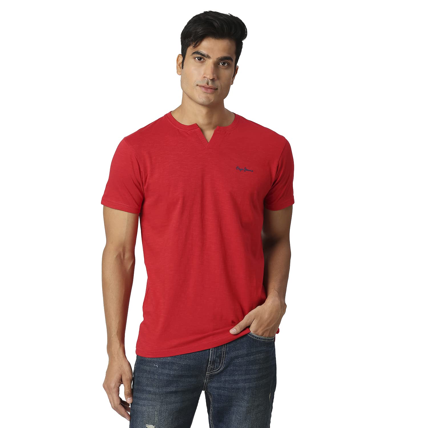 Pepe Jeans MenS Slim Fit Solid T-Shirts Dk Red