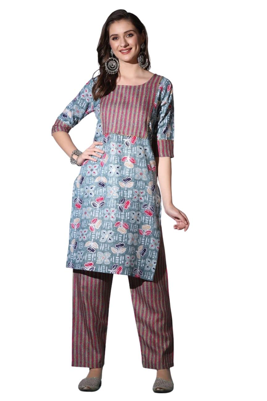 Leriya Fashion Kurtis For Women || Cotton Floral Hand Block Printed Patch Work With Lace Detailing Kurti For Girls || Ideal For 