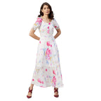 Rare WomenS Polyester Fit And Flare Maxi Dress (Ep6218Ent_White