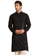 Jompers Mens Embroidered Sequined Viscose Straight Kurta