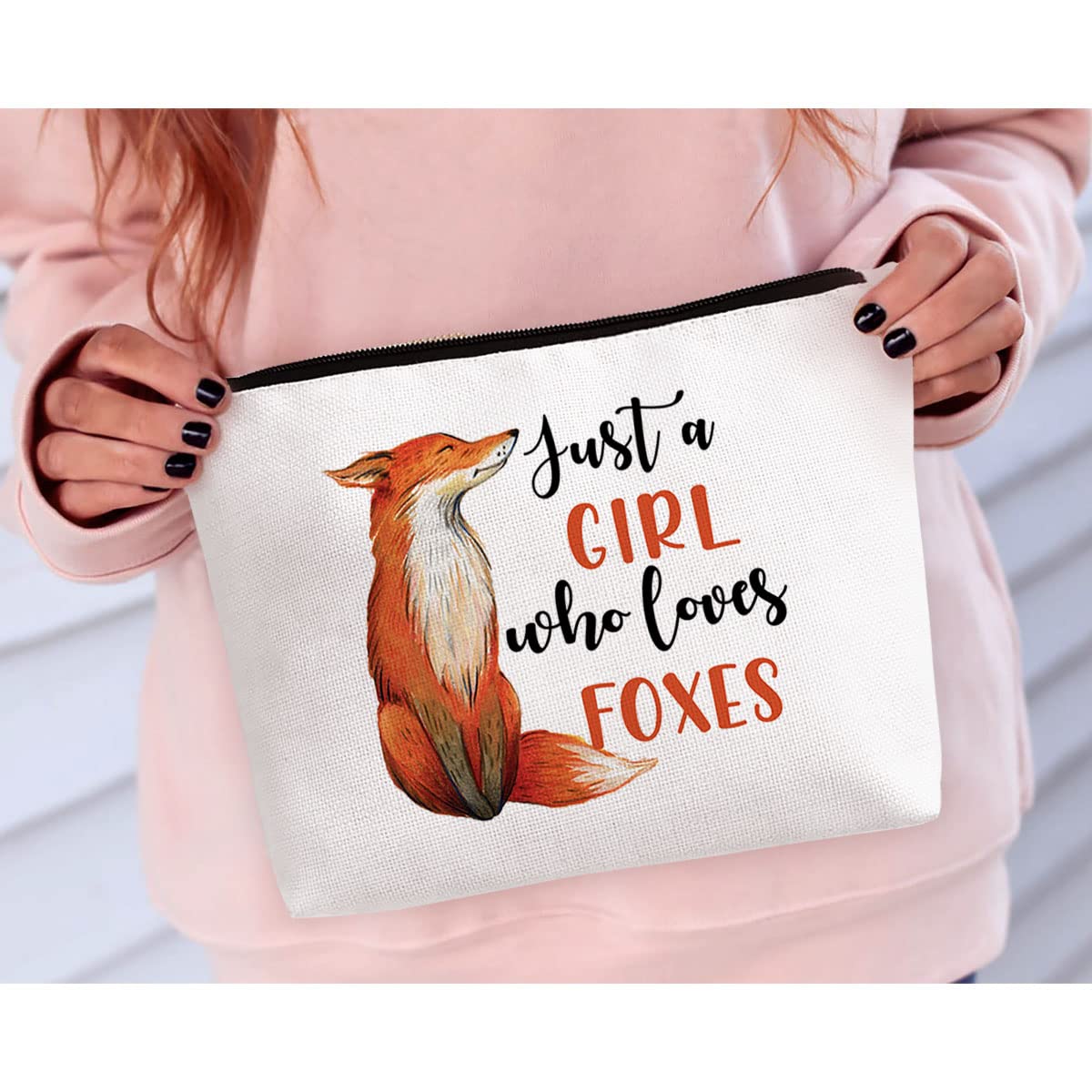 BiuNiuring Fox Cosmetic Bag Gift for Women, Fox Gifts for Fox Lovers, Fox Makeup Bag Gift, Who Loves Foxes Cosmetic Bag