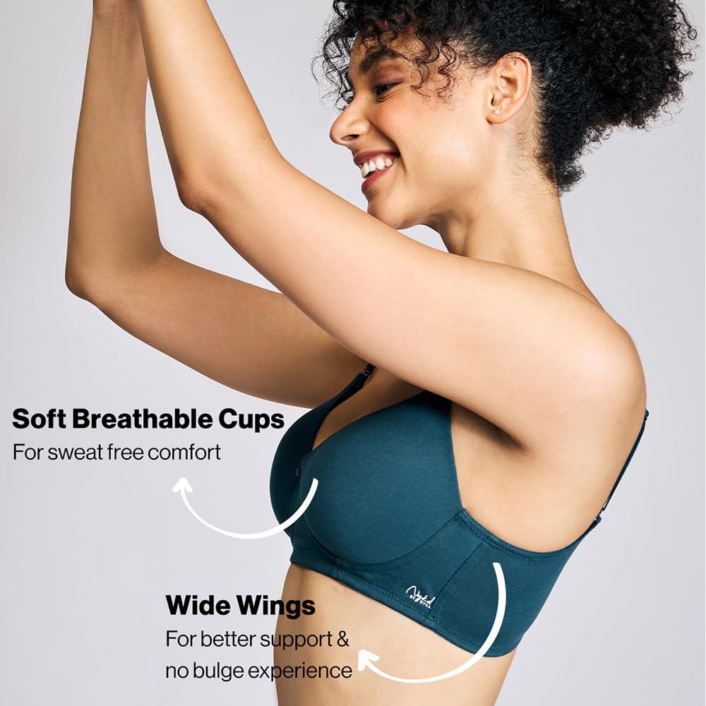 Nykd (Nyb198 Cotton Lightly Padded & Non Wired T-Shirt Bra For Women | Medium Coverage Bra With Soft Detachable Straps | Ideal F