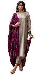 ANNI DESIGNER Womens Rayon Blend Straight Solid Kurta with Pant & Dupatta (BRIBITI Beige_XXL_Beige_XX-Large)