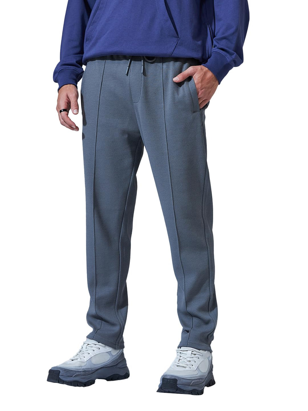 Bewakoof Mens Solid Regular Fit Cotton Blend Mid Rise Track Pant_617480_Grey_XL