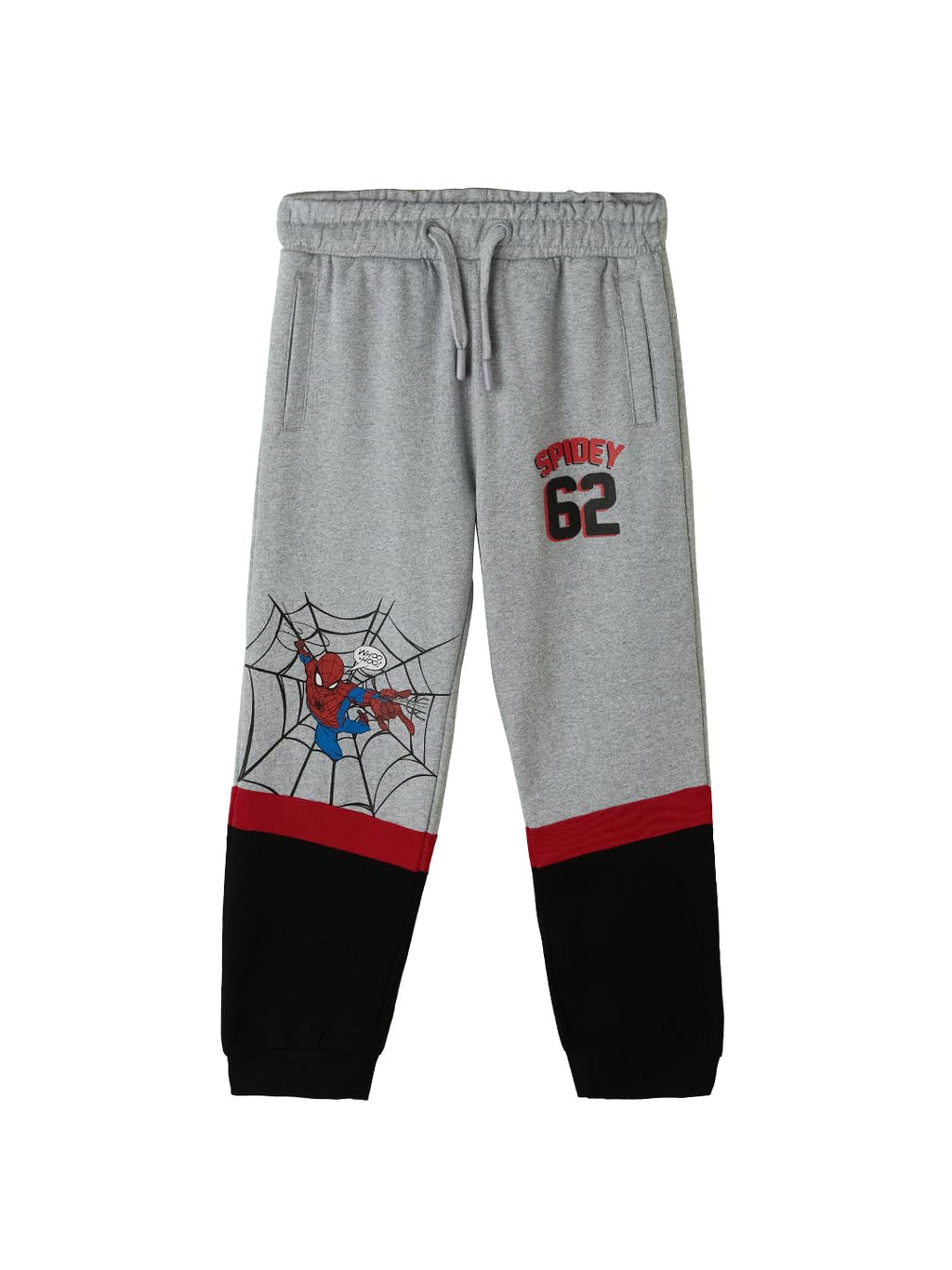 The Souled Store Official Spider-Man: Spidey Cartoon Boys Drawstring Grey Graphic Printed Cotton Joggers