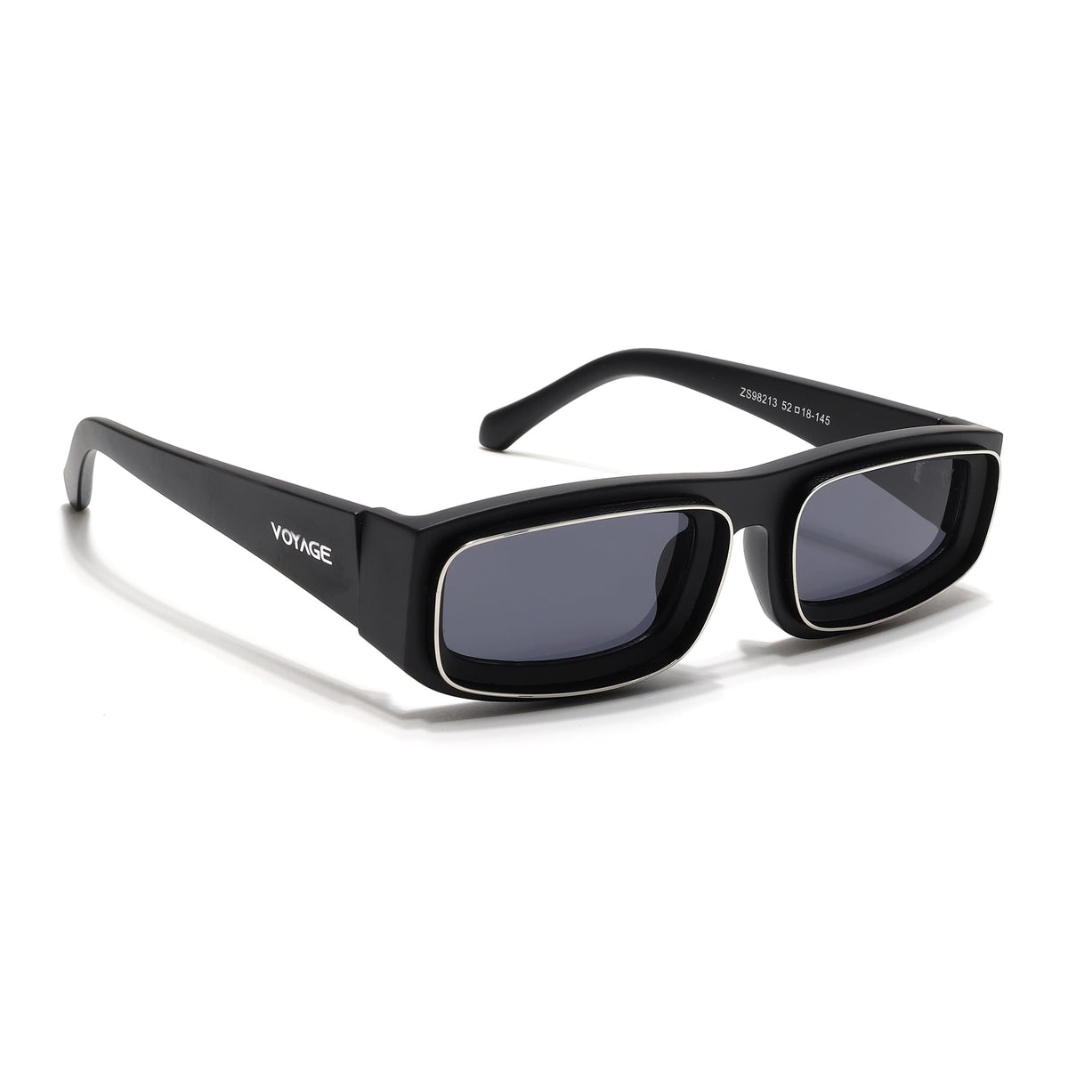 Voyage Rectangle Sunglasses For Men & Women (Black Lens | Matt Black Frame  Mg6574) 52