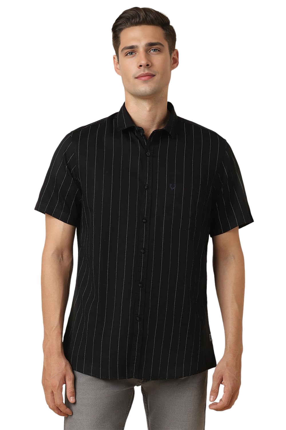 Allen Solly Men Regular Fit Striped Casual Half Sleeve Short Sleeve Shirt