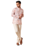 Manyavar MenS Short Kurta, Full Sleeves Mandarin Collar Ethnic Waist Length Kurta Only, Kurta For Festival, Wedding, Blended Cot