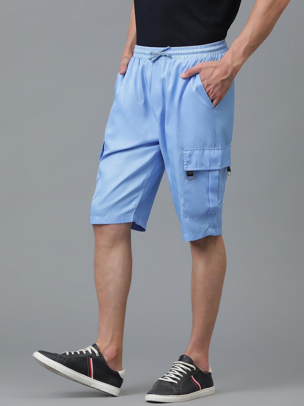 Kotty MenS Cargo Shorts With Multiple Pockets  Ideal For Hiking & Adventure(Blue,L)