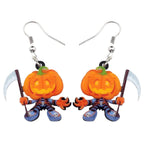 NEWEI Cute Acrylic Halloween Witch Pumpkin Earrings Big Long Dangle Drop For Women Festival Jewelry Gifts Charm (Apricot)