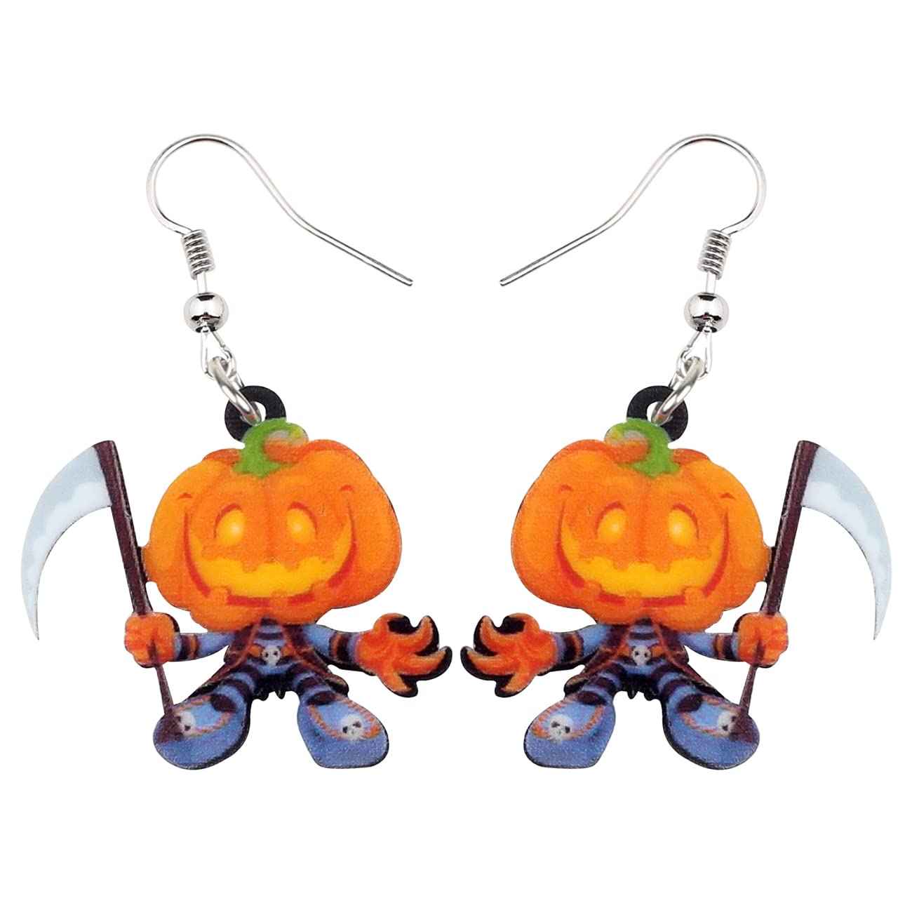 NEWEI Cute Acrylic Halloween Witch Pumpkin Earrings Big Long Dangle Drop For Women Festival Jewelry Gifts Charm (Apricot)
