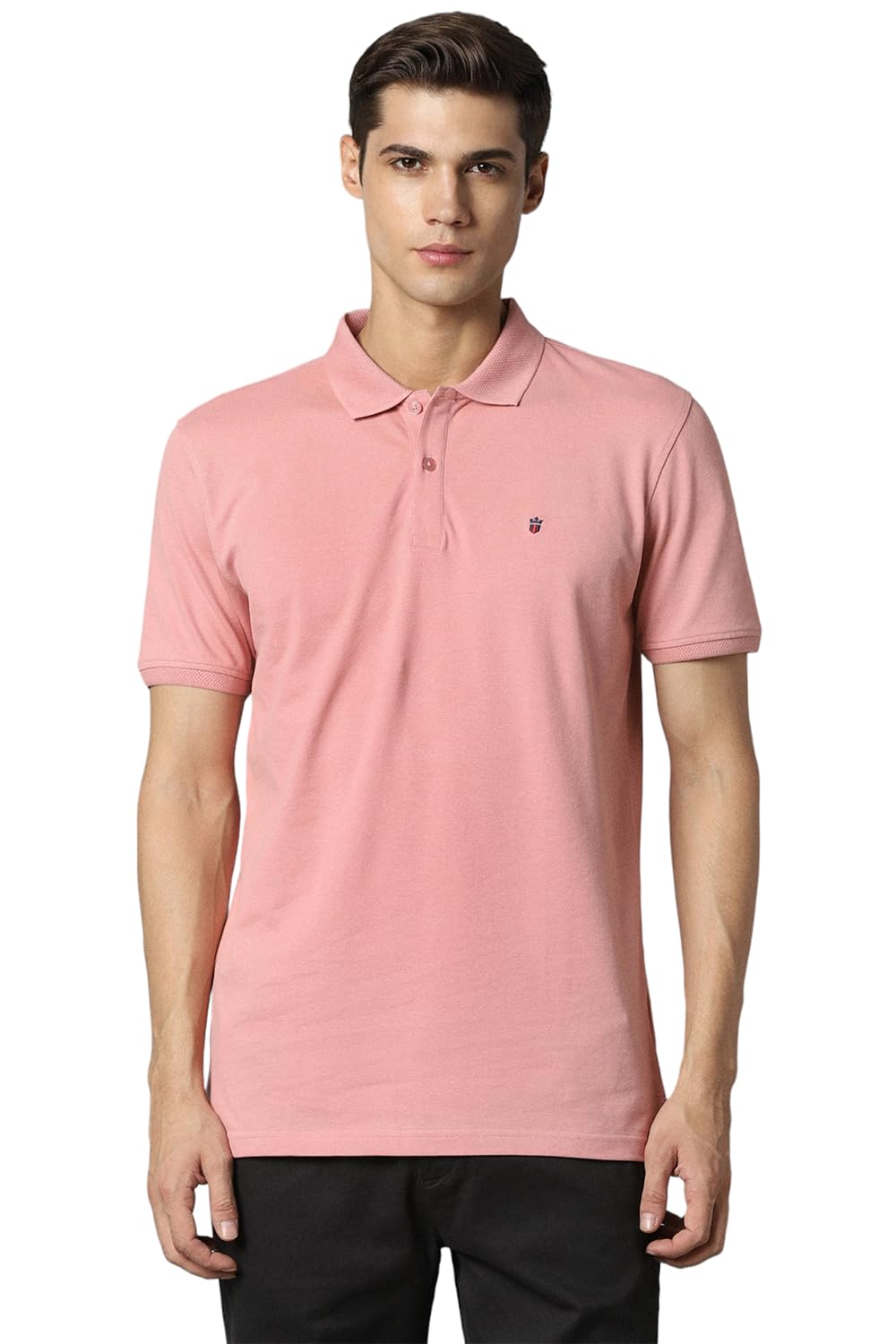 Louis Philippe MenS Cotton Blend Solid Slim Fit T-Shirt (Lykpcslbd52442_Pink, Large