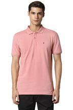 Louis Philippe MenS Cotton Blend Solid Slim Fit T-Shirt (Lykpcslbd52442_Pink, Large
