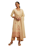 Libas Womens Silk Blend Kurta Sets (48165_Ivory
