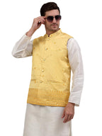 Jompers Mens Woven Design Embroidered Waistcoat