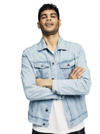 KOTTY Men Denim Full Sleeve Regular Winter Jacket(LightBlue,S)