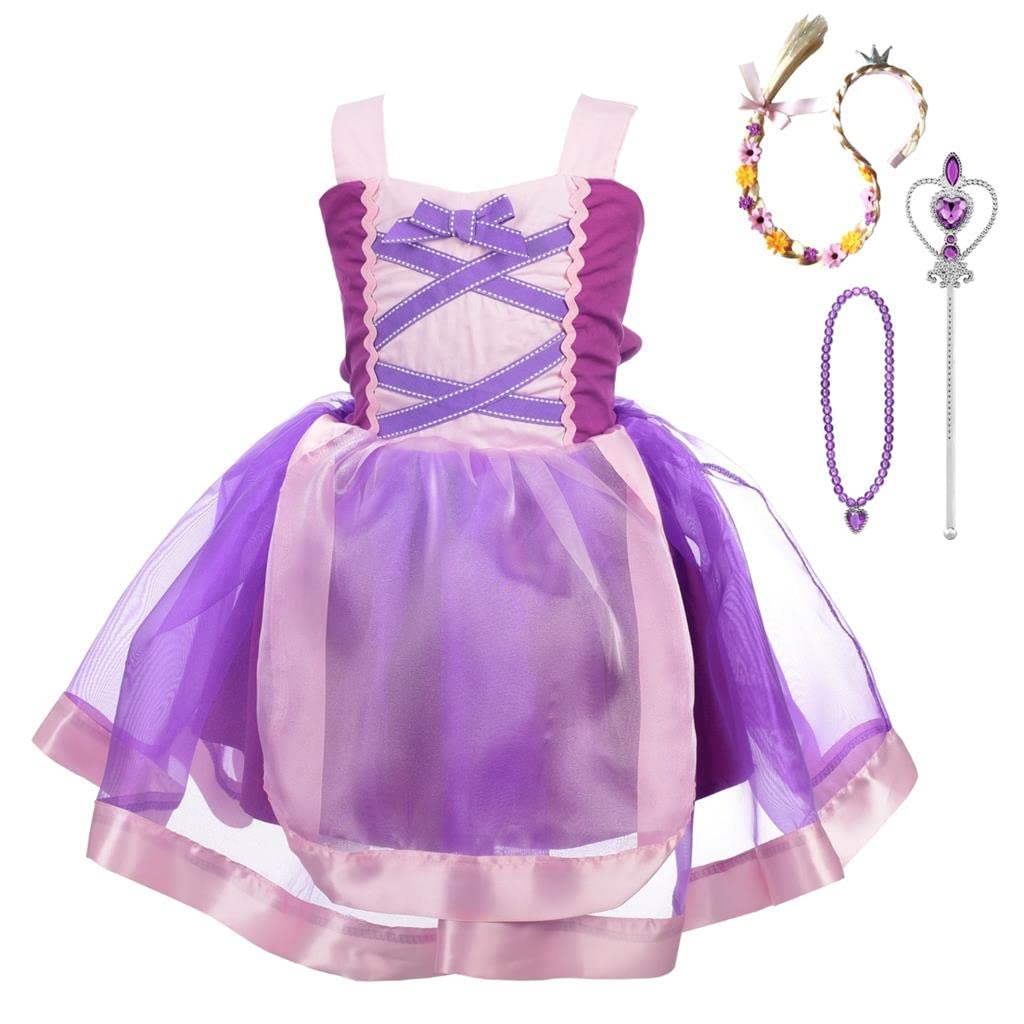 Dressy Daisy Princess costumes Birthday Fancy Halloween Xmas Party Dresses Up Organza for Toddler girls with Accessories Size 4T