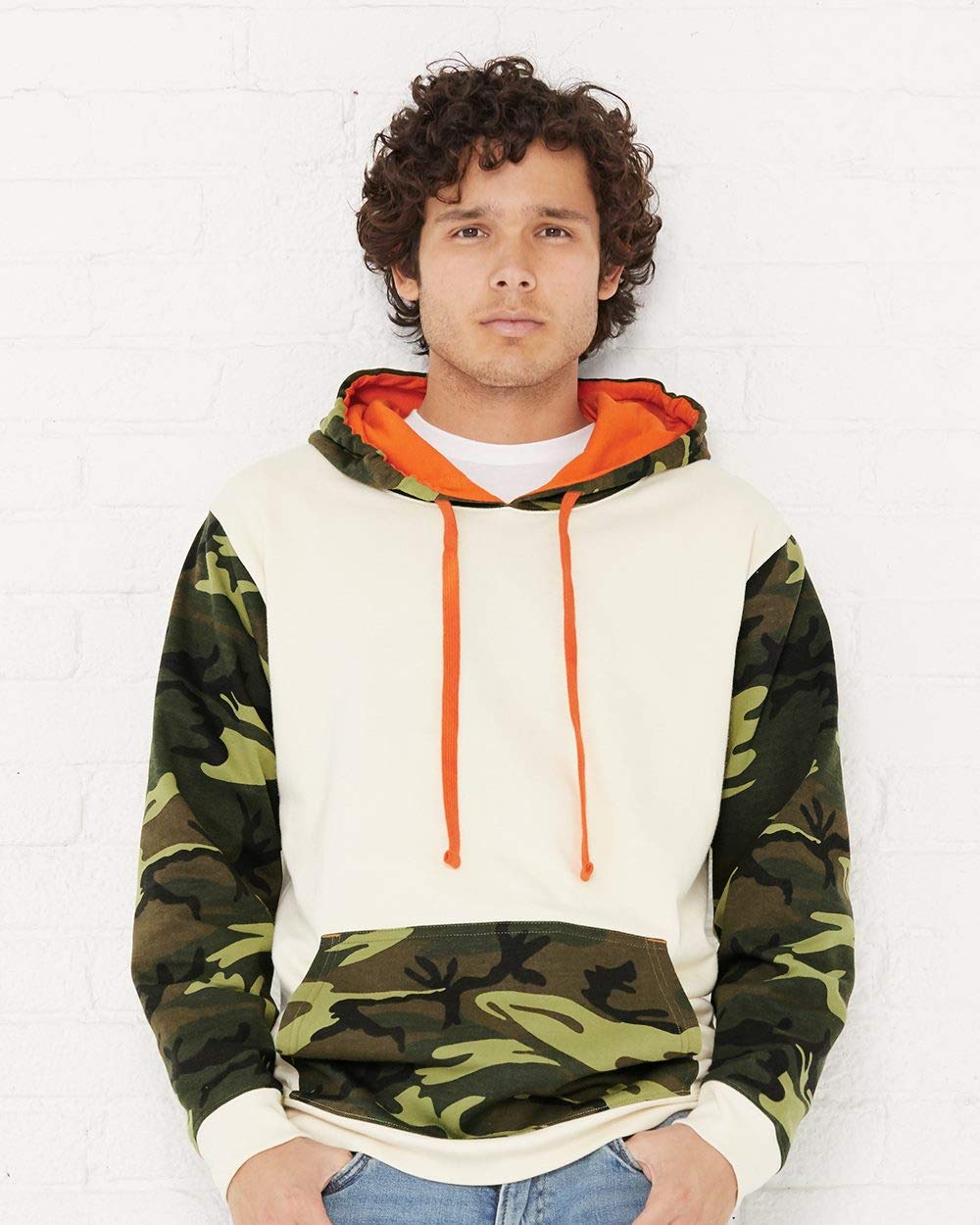 Mens Fashion camo Hooded Sweatshirt - NTRL gRN WD OR - S(D0102H7MDS8)