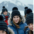 Fear0 NJ Warmest Plush Insulated Lining Knit cable Pom-Pom Beanie Hat Women(D0102H79VM6)