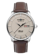 Zeppelin Atlantik Beige Dial Leather Strap Automatic 8466-5 84665 Men's Watch