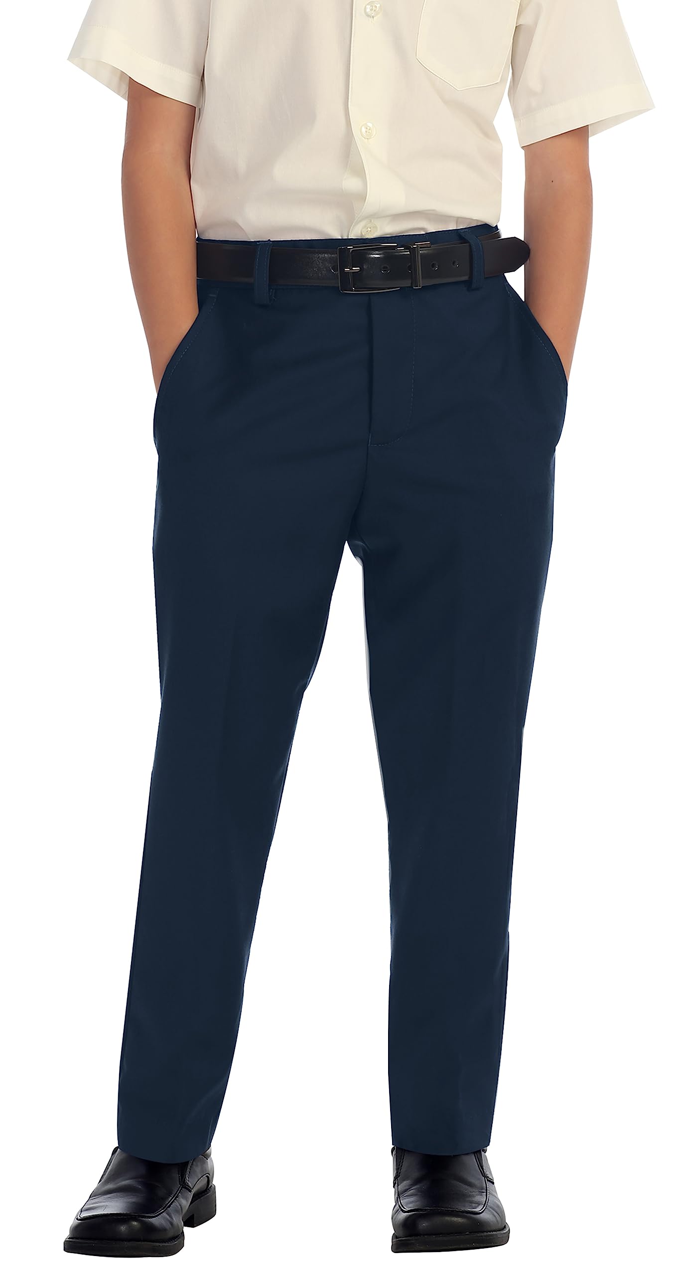 Gioberti Boys Flat Front Dress Pants, Navy, 18