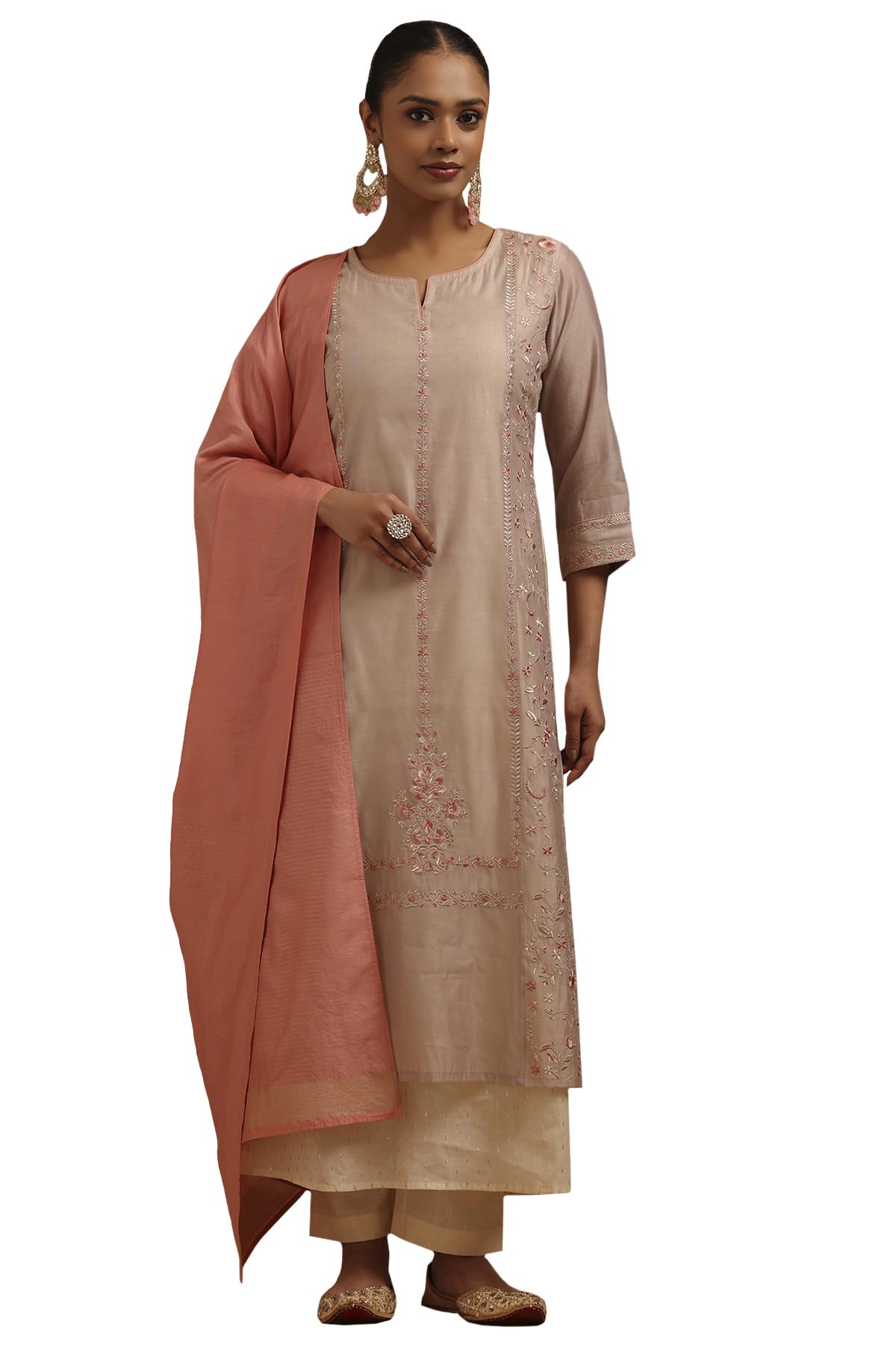 Soch Women Chanderi Floral Printed Suit Set with Thread Work